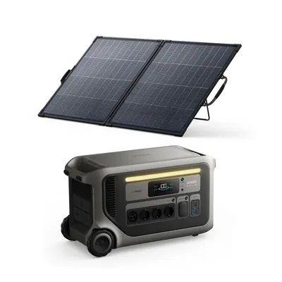 Kit stație de alimentare Anker SOLIX F3000 cu panou solar bifacial 200 W