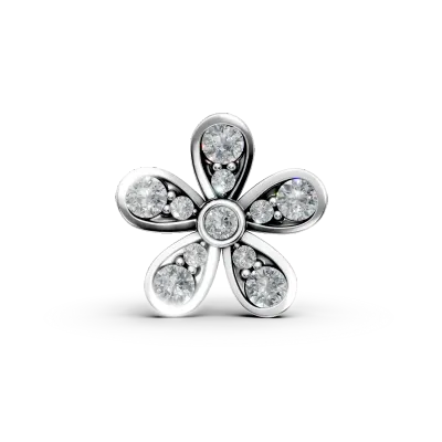 Pandantiv floare din aur alb cu diamante de 0.2ct