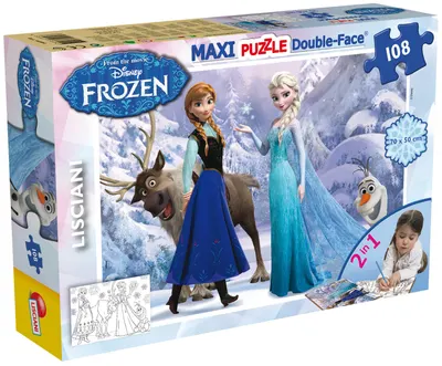 Puzzle cu două fețe Lisciani pentru colorat 108 piese- Elsa și Anna