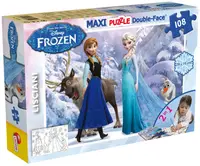 Puzzle cu două fețe Lisciani pentru colorat 108 piese- Elsa și Anna