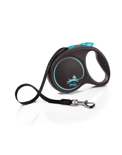 FLEXI Black Design lesa automata cu banda pentru caini, negru cu albastru, marimea L, 5 m