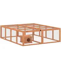 PawHut Tarc liber pentru iepuri din lemn cu 2 uși adăpost pentru 2-4 iepuri pitici 180,4 x 150 x 48 cm Portocaliu | Aosom Romania