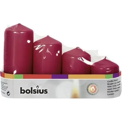 Lumanari Stalp, Burgundy, 4 Bucati, Bolsius