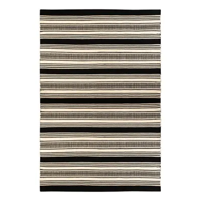Covor reversibil pentru exterior din plastic reciclat Green Decore Zambezi, 80 x 180 cm, alb-negru