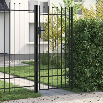 vidaXL Poartă de gard BOXTEL cu ușă simplă și vârf cu țepi, oțel, 1x2 m, negru