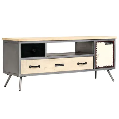 vidaXL Comodă TV, 120 x 30 x 45 cm, lemn masiv de mango și oțel