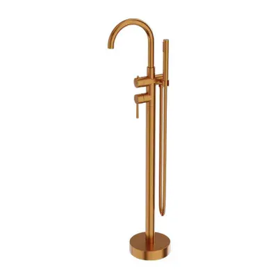 Baterie cada freestanding din alama sanitara, cupru mat, cu set dus 117,2 cm, LaVita Verdi