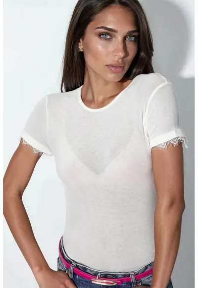 Tricou femei - alb - maneca scurta - regular fit