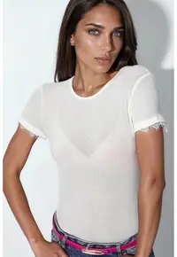 Tricou femei - alb - maneca scurta - regular fit