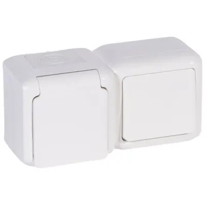 Intrerupator+priza 2P+E aplicat IP44 16A Forix Legrand 782371, alb