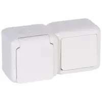 Intrerupator+priza 2P+E aplicat IP44 16A Forix Legrand 782371, alb