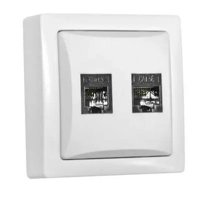 Aparataj PT IP20 priza telefon RJ11 & data RJ45 Cat.5e - alb Super Slim
