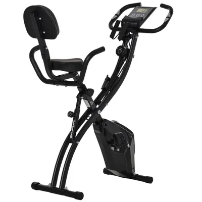 HomCom Bicicleta Magnetica Pliabila de Camera din Otel Negru cu Benzi Elastice