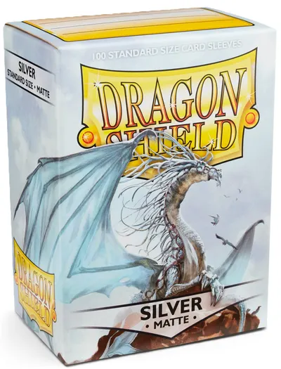 Protecții pentru cărți de joc Dragon Shield - Argint mat (100 buc.)