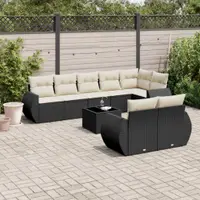 Gossi set mobilier de gradina cu perne, 9 piese, negru, poliratan