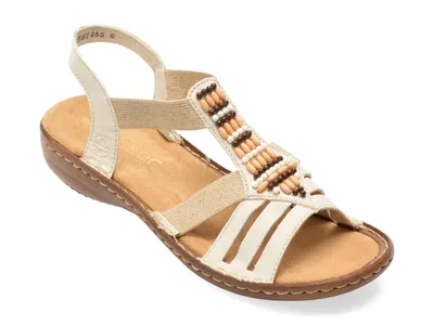 Sandale RIEKER bej, 60851, din piele ecologica