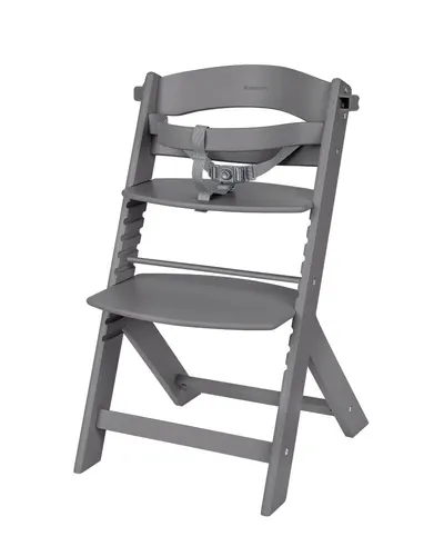 Scaun de masa pentru copii Kikkaboo Nordy Dark Grey multifunctional cu structura din lemn,inaltime reglabila 10 nivele,recomandat pana la 10 ani35 kg,centura de siguranta,masuta detasabila