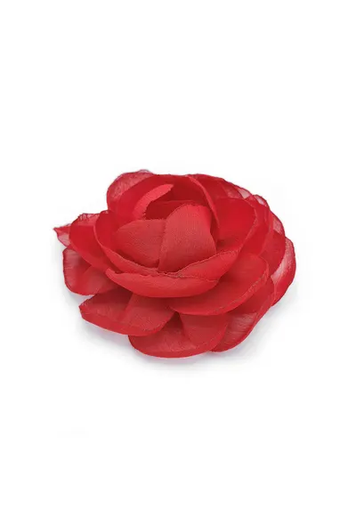 Agrafa par floare trandafir - Rose - voal rosu corai - Rosu