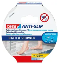 Bandă antiderapantă Tesa – Bath & Shower, 5 m x 25 mm, transparentă