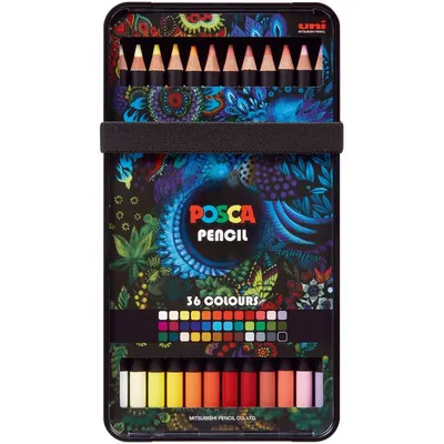 Set 36 creioane colorate Posca KPE-200, creioane uleioase cerate