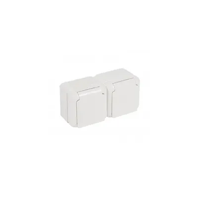 2 x 2P+E Priza standard Francez pentruix - surface mounting - 16 A-250 V~ - alb