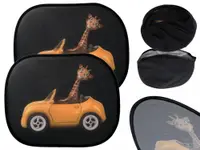 Set 2 parasolare auto Ikonka model Girafa, dimensiune 44 cm x 36 cm