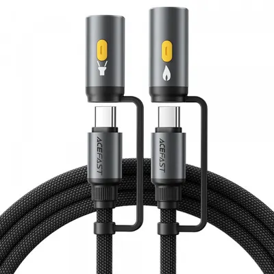 Cablu Date si Incarcare USB-C / Lanterna - USB-C / Bricheta Electrica Acefast J4, 60W, 1.2m, Negru