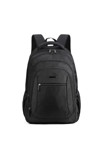 Rucsac din material textil cu model uni - Negru