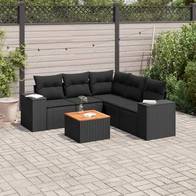 Gossi set mobilier de gradina cu perne, 6 piese, negru, poliratan