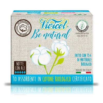 Absorbante de noapte din bumbac ecologic 5 picaturi 10buc Vivicot