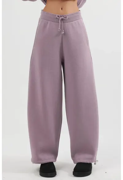 Pantaloni de trening - lungi - mov mauve - bumbac si poliester
