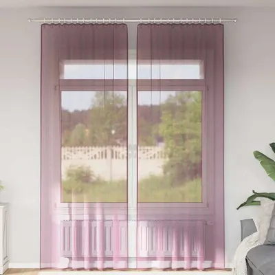 vidaXL Perdele Voile cu buzunare pentru bare 2 buc violet