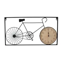 Ceas de perete decorativ cu design bicicletă – metal și MDF, 60x32 cm