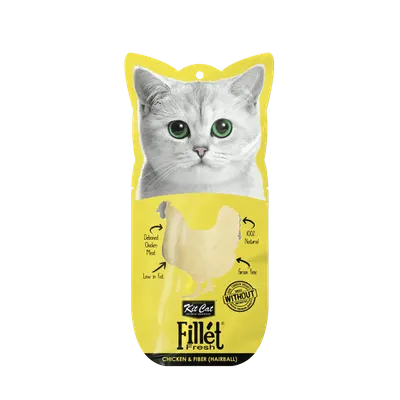Recompense lichde pentru pisici Kit Cat Fillet Fresh, pui si fibre, hairball, 30g