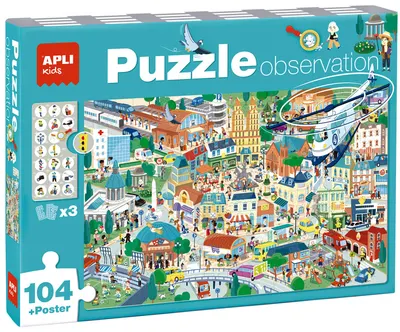 Puzzle de asociere Apli - Orasul, cu afis
