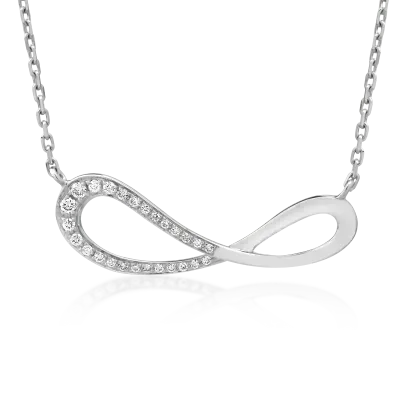 Lant cu pandantiv infinit din aur alb cu diamante de 0.07ct