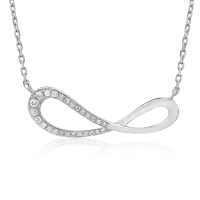 Lant cu pandantiv infinit din aur alb cu diamante de 0.07ct