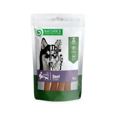 NATURES PROTECTION Sticks, XS-XL, Vită, cutie recompense câini, 75g