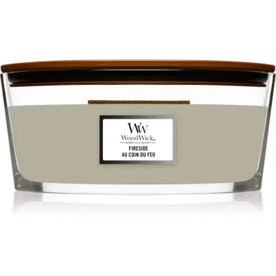 Woodwick Fireplace Fireside lumânare parfumată cu fitil din lemn (hearthwick) 453 g