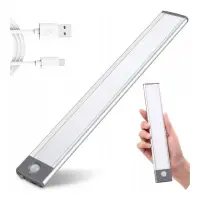 Banda LED pentru dulap, 4500k, senzor miscare, 20 cm, USB, carcasa aluminiu si PC