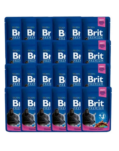 BRIT Premium Adult Set hrana umeda pentru pisici adulte, pui si curcan 24 x 100g