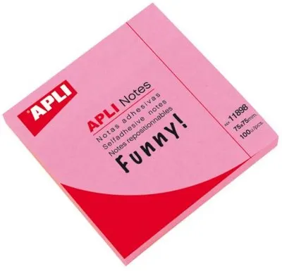 Notite autoadezive APLI - Roz neon, 75 x 75 mm, 100 bucati