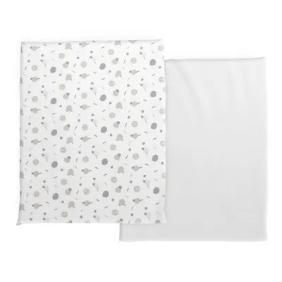Set 2 cearceafuri cu elastic din bumbac Chicco Next2Me Forever, Confetti, 0luni+