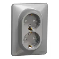 Sedna Design, Priza dubla 2P+E, cu obturatoare, aluminiu