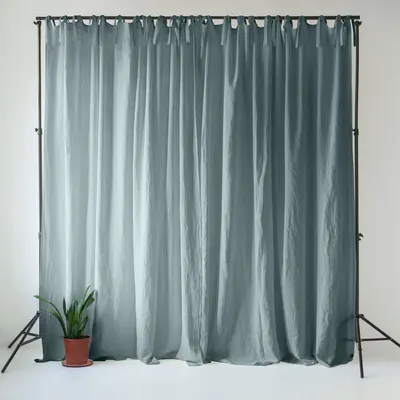 Draperie albastru prăfuit din in 140x250 cm Blue Fog – Linen Tales