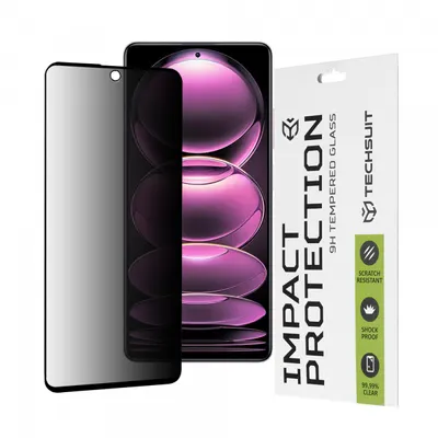 Folie de protectie Ecran Privacy Techsuit pentru Xiaomi Poco X5 Pro / Redmi Note 12 Pro 5G / Note 12 Pro+, Sticla Securizata, Full Glue, 111D