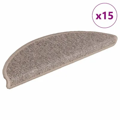 vidaXL Covorașe pentru scări, 15 buc., 56x17x3 cm, bej închis, semirotunde