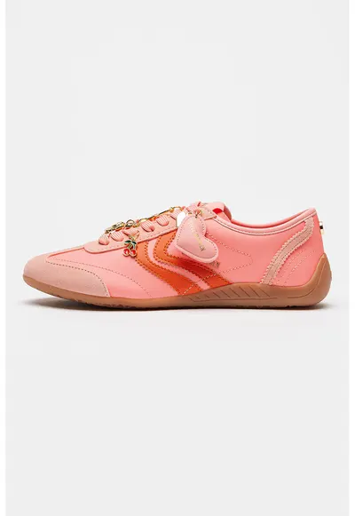 Pantofi sport cu insertii din piele intoarsa Bassett - Coral/Rosu vermillion