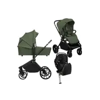 Carucior 4 in 1, Lionelo, Mika Plus, Cu scoica auto Moxie Black Carbon cu baza rotativa 360, Reversibil, Cu sistem de ventilatie 3D, Cu accesorii, Pana la 22 kg, EN1888-1 EN1888-2 EN1466 ECE R129, Verde
