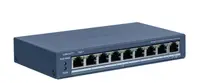 Switch PoE Hikvision DS-3E1309P-EI/M: 8 × 10/100 Mbps PoE port, 1 × Gigabit RJ45 port, 8 porturi PoE maxim 30W, buget PoE 60W, t